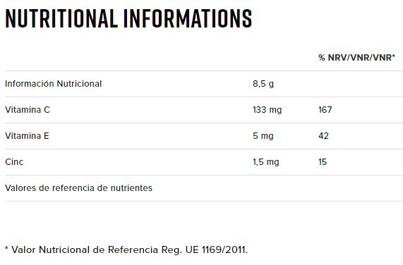 Información Nutricional 4Fuel Protector 14 sobres x 8,5 gr - Namedsport