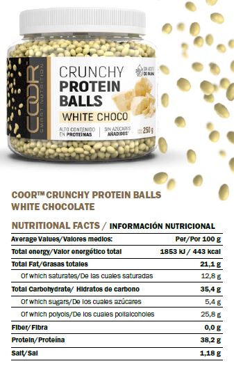 Información Nutricional Crunchy Protein Balls Coor Smart Nutrition Chocolate Blanco