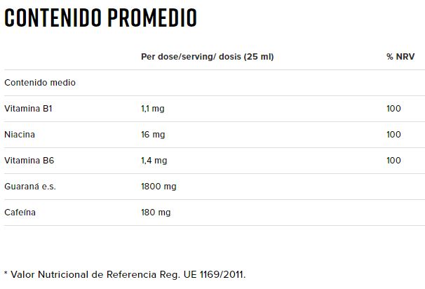 Contenido Promedio Guaraná Super Strong Liquid 20 x 25 ml - Namedsport