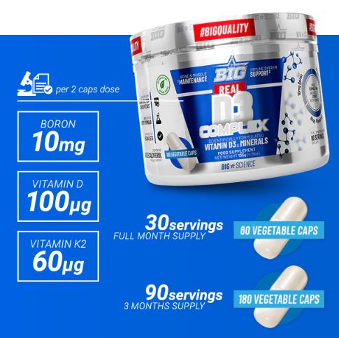 Real Vitamina D3 + Boro Complex 180 Vcaps - BigScience