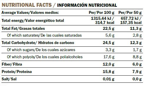 Información Nutricional Soft Protein Cookie Chocolate chips Coor Smart Nutrition