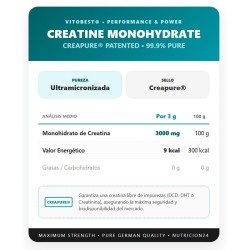 Creatina Powder Monohidrato Creapure 200gr  -  VitObest ¡Envíos Gratis!