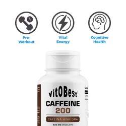 Caffeine 200 120 Vcaps - VitoBest Frete grátis!