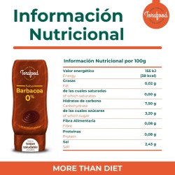Salsa Zero Barbacoa 330ml — imagen oficial Torafood