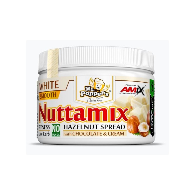 Nuttamix 250 gr Chocolate Blanco y Avellanas - Amix Mr. Poppers
