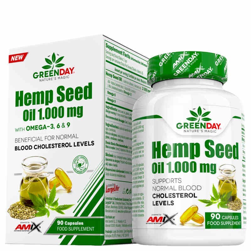 Hemp Seed Oil 1000 mg 90 Caps - GreenDay Amix